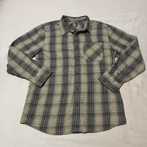 Volcom Heavy Twills Men’s L-6 Flannel Shirt  Classic Fit Plaid Pocket Button Up
